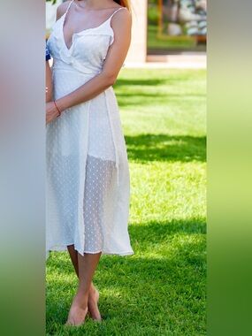 Lost + Wander White Ruffled Maxi Dress